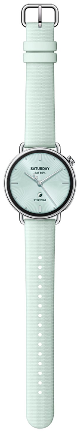 Смарт-часы Xiaomi Watch S4 41mm серебристый с зеленым ремешком BHR080CGL