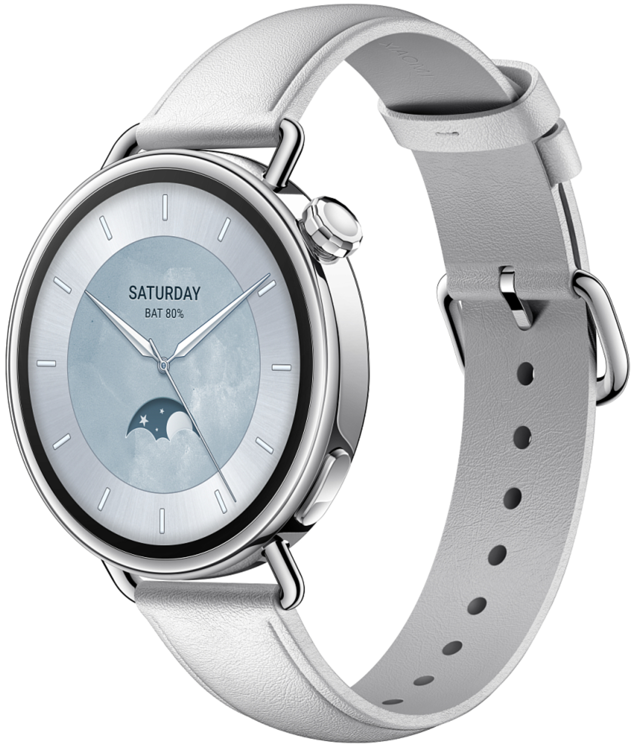 Смарт-часы Xiaomi Watch S4 41mm серебристый с белым кожаным ремешком BHR07VUGL